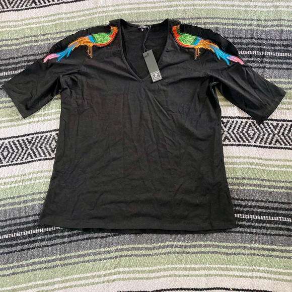 NWT Anne Fontaine casuals Victoria T shirt bird cold shoulder short sleeve - Picture 1 of 8